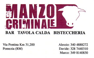 Biglietto da visita - Manzo Criminale Biglietto da visita - Manzo Criminale