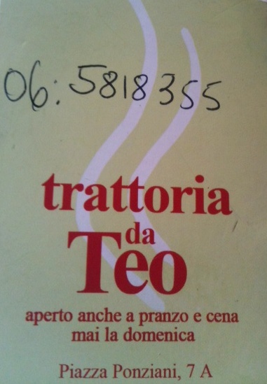 Biglietto da visita - Trattoria Da TEO